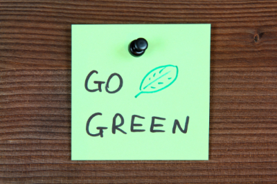 Green posit it with Go Green written on it 